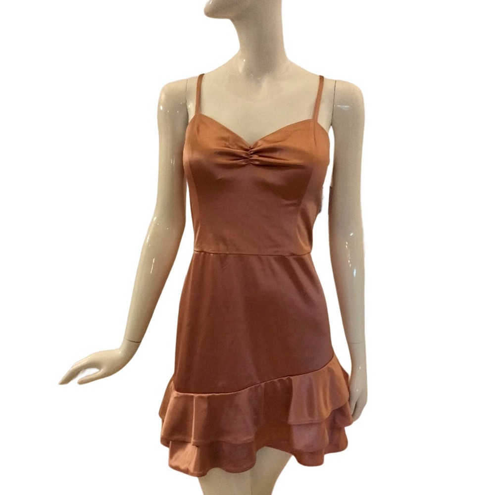 Dusty pink satin evening dress 15